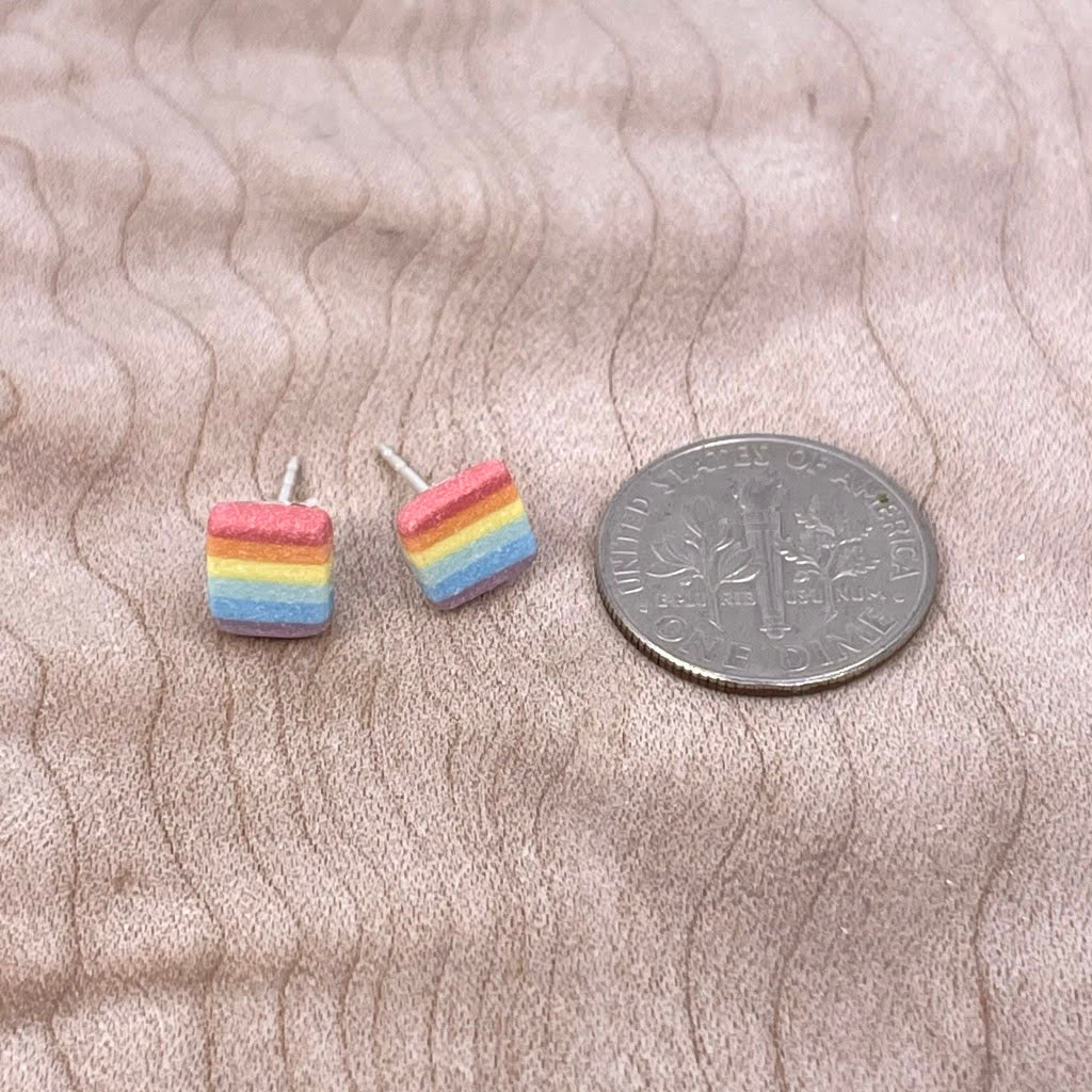 Rainbow Rectangle Stud Earrings
