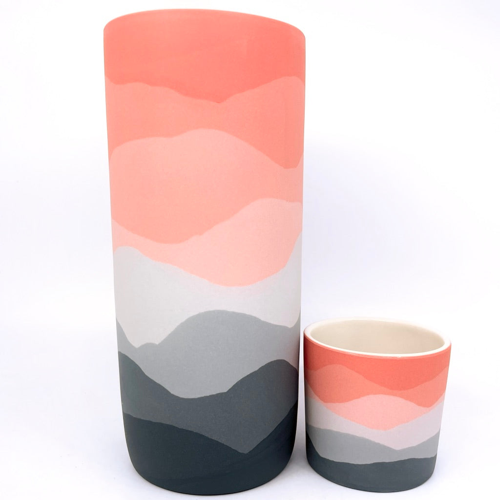 Misty Sunset Horizon Large Column Vase