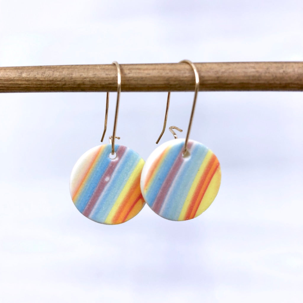 Rainbow Circle Drop Earrings