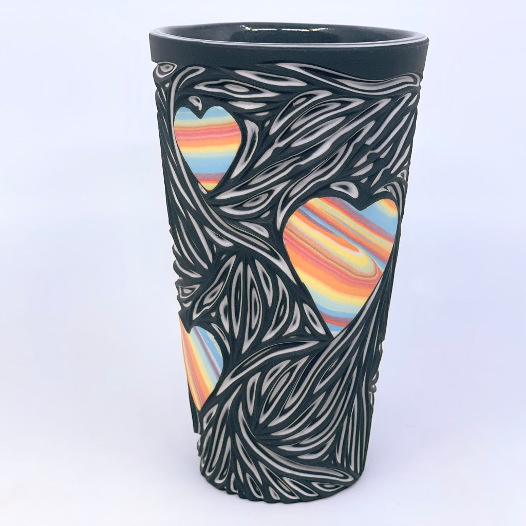 Hybrid Love Pint - Marbled and Layered - 5 Layer Black and White