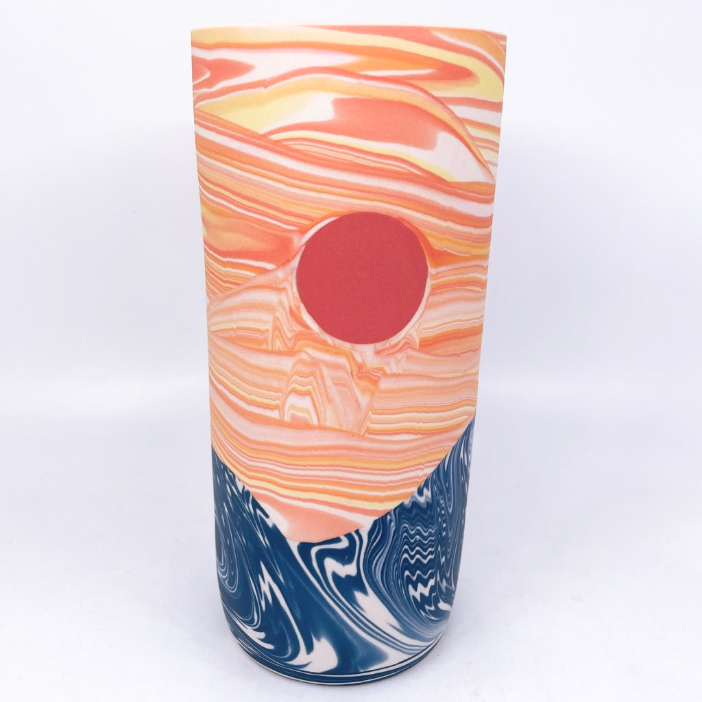 Large Sunset Wave Column Vase (9.5")