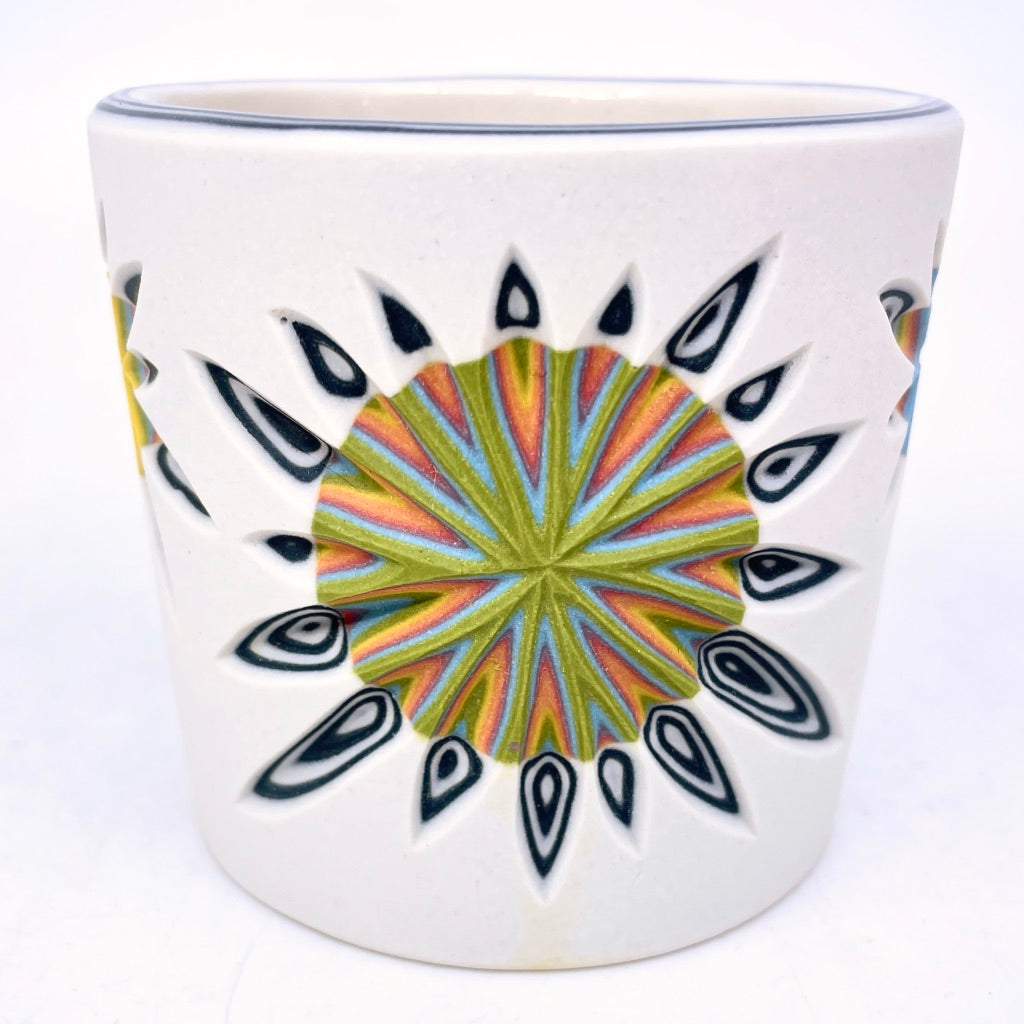 Supernova White & Rainbow Hybrid Carved IN & OUT Tumbler (19 layers, see additional photos!!)