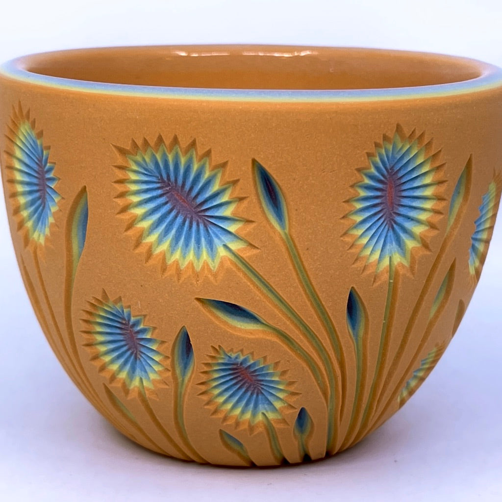 Botanical Carved Rainbow 7 Layer Teacup (limited stock ready to ship)