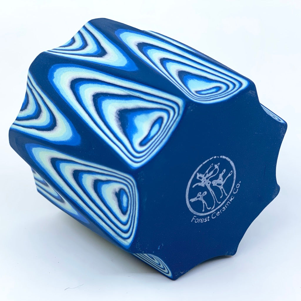 Glacier 26-Layer Zig Faceted Tumbler Dark Blue interior and exterior (8-Sides) **reduced price for line in design, note in front picture**