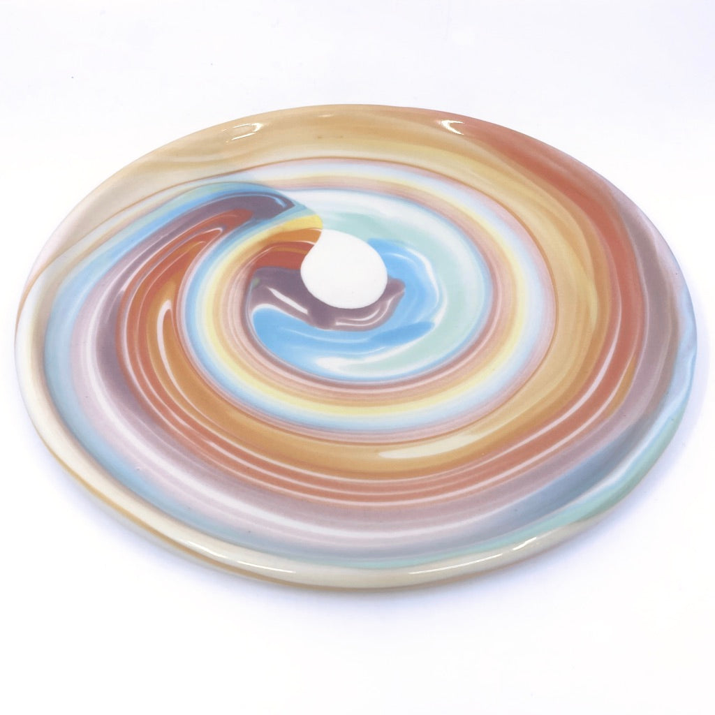 Preorder White Rainbow Swirl Plate (Shipping 4-6 weeks)