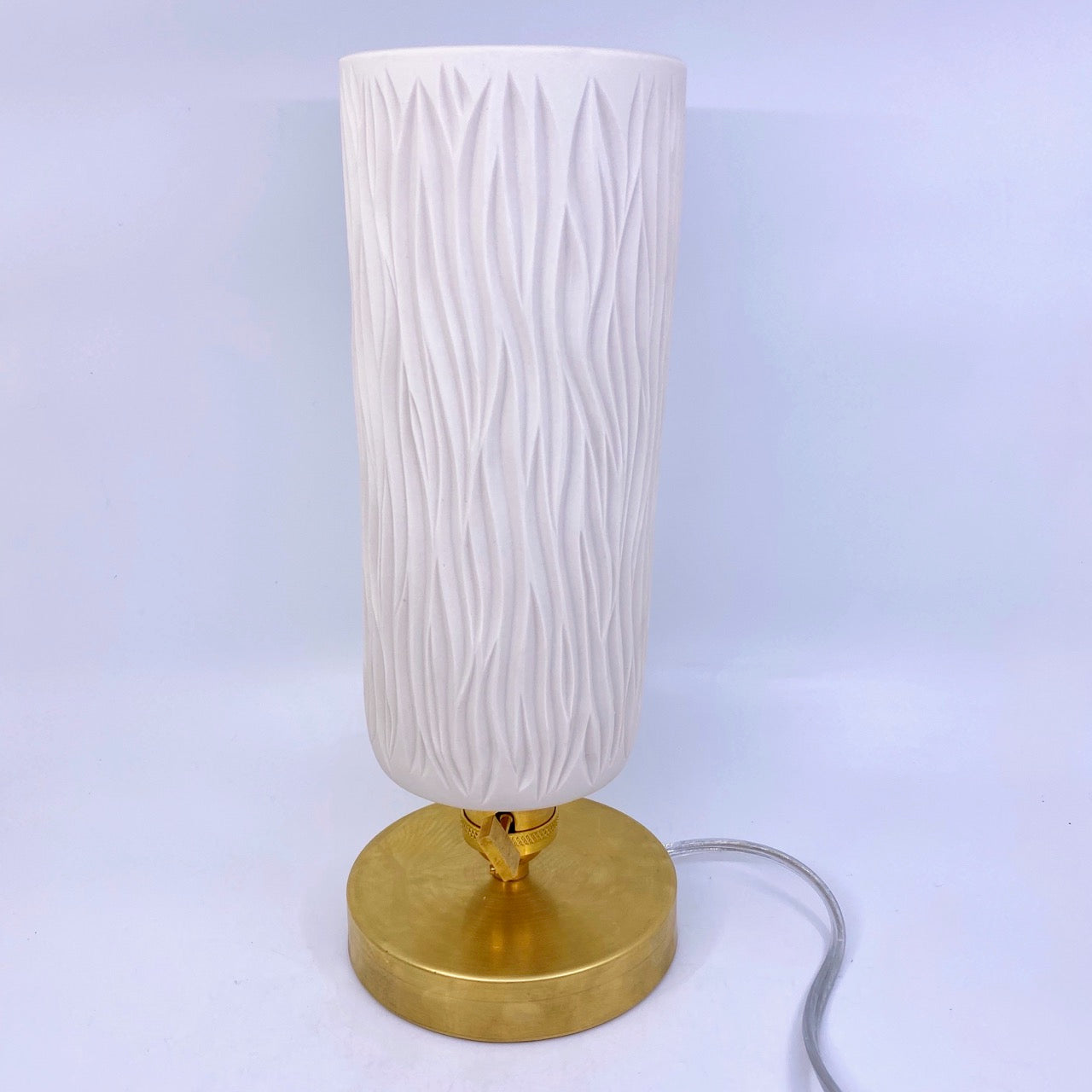 Table Lamp- Spire Hand-carved Porcelain Shade and Unfinished Brass Base
