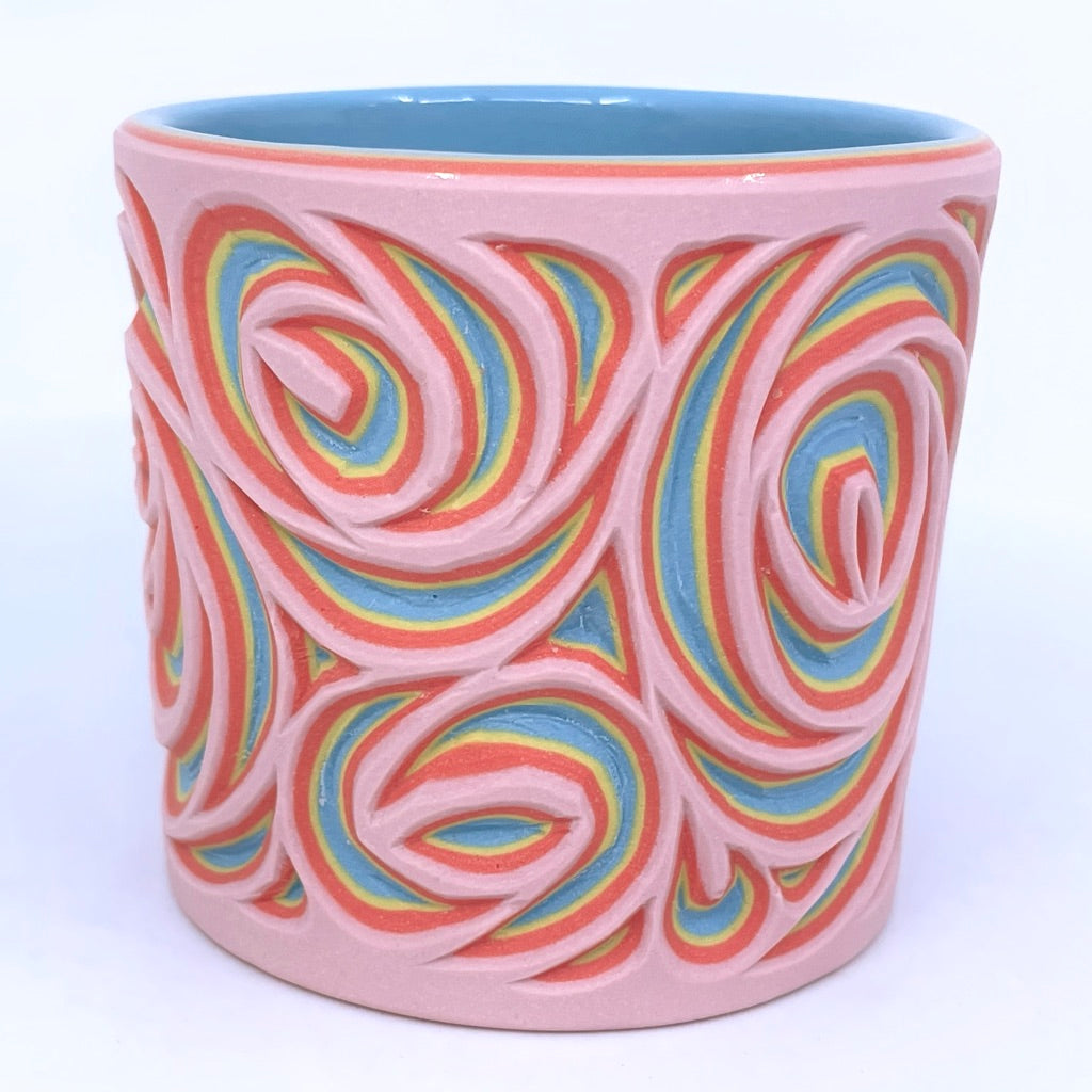 Cotton Candy Swirls- 4 Layer Carved Tumbler