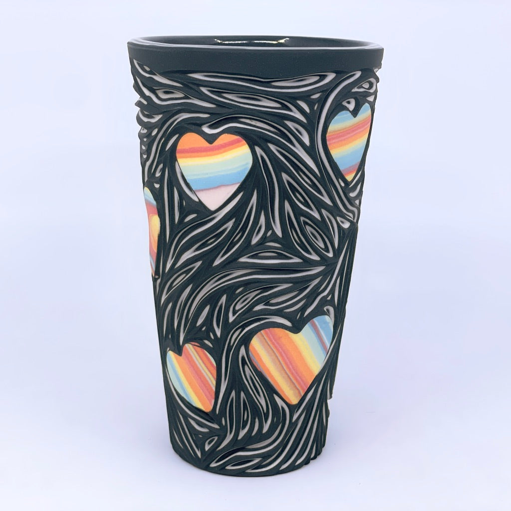 Hybrid Love Pint - Marbled and Layered - 5 Layer Black and White