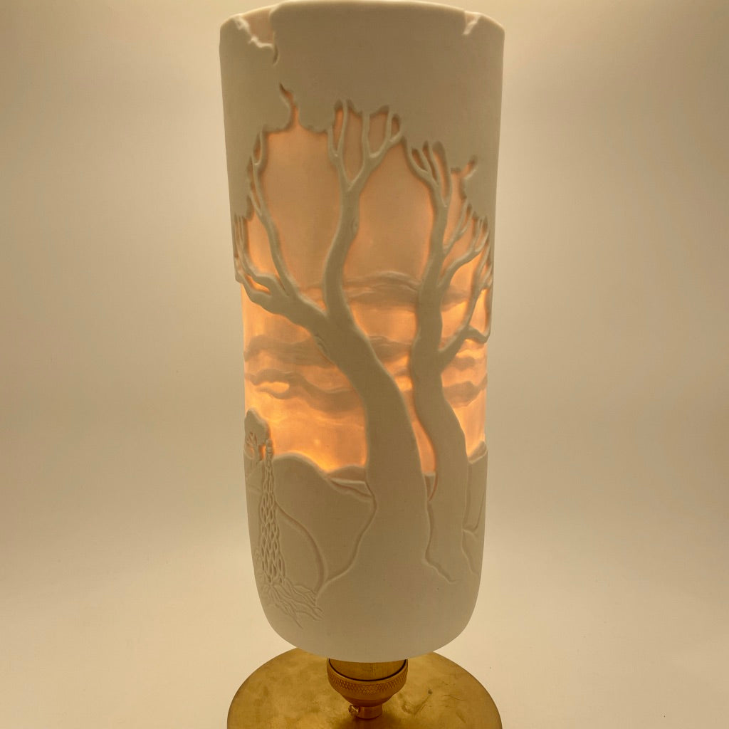 Table Lamp Local Collaboration!  Hand-carved Porcelain Shade and Unfinished Brass Base