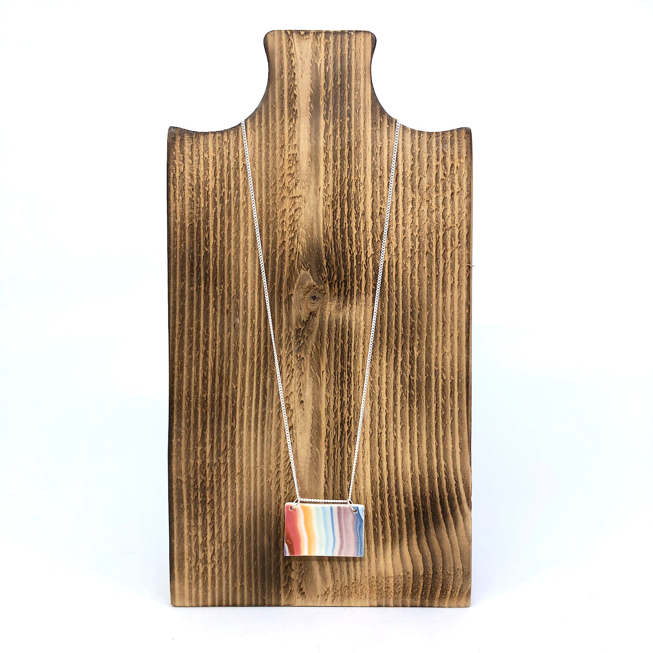 Rainbow Strata Wide Rectangle Necklace