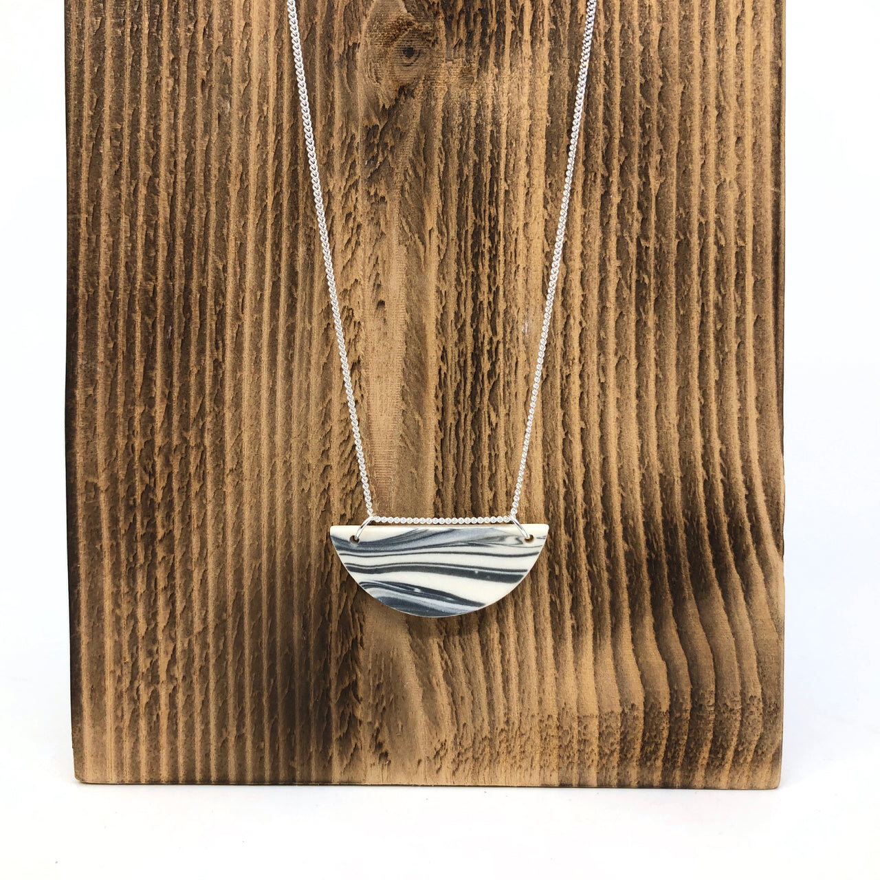 Storm Strata Tiny Half Circle Necklace