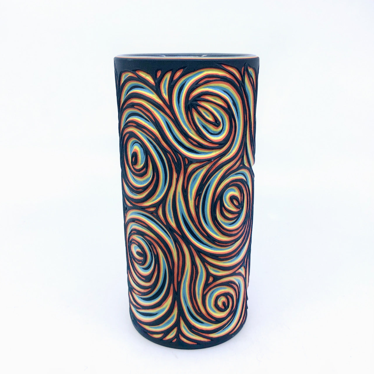 Black Neon Swirls 5-Layer Medium Column Vase