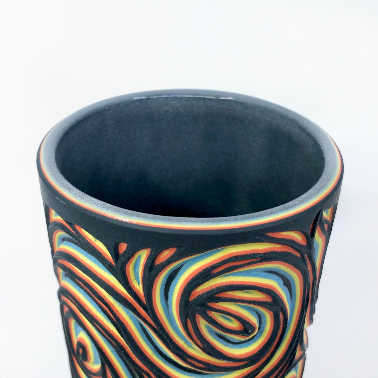 Black Neon Swirls 5-Layer Medium Column Vase