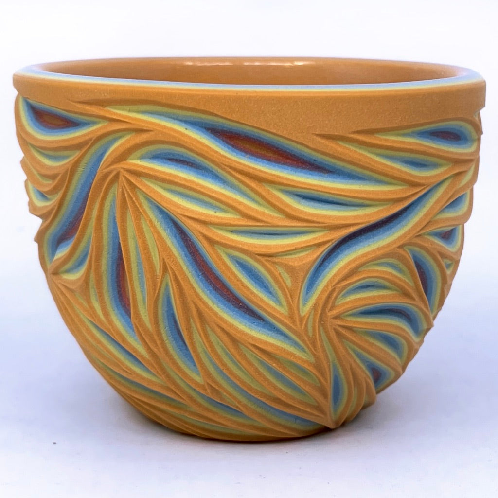 **Preorder Product** Intricate Carved Rainbow 7 Layer Teacup (ship in 4-8 weeks)