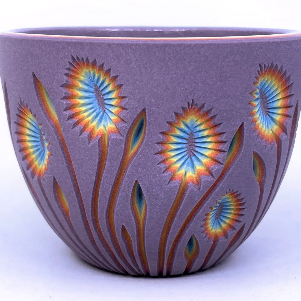 Botanical Carved Rainbow 7 Layer Teacup (limited stock ready to ship)