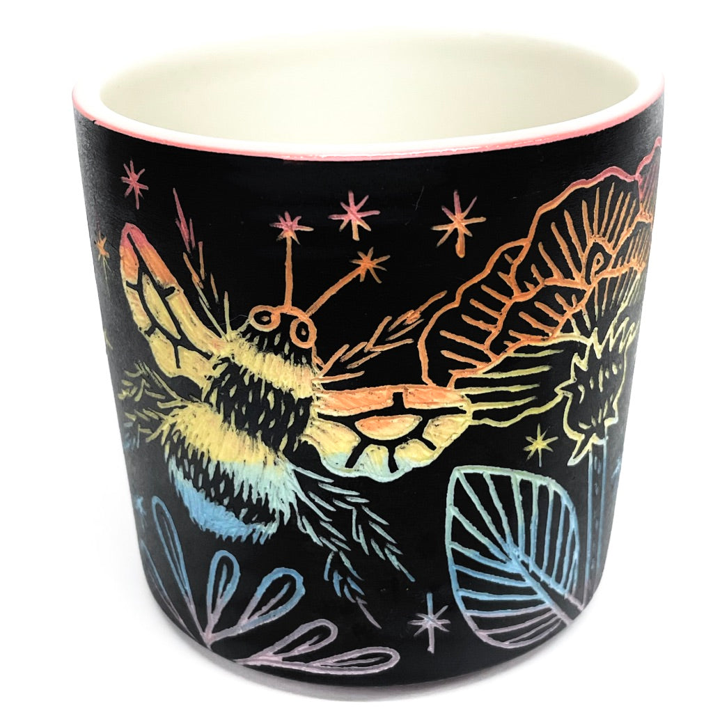 Rainbow Layers Bees and Flowers Sgraffito Tumbler *Limited Preorder* (by Katie Kelly) Ship in 4-6 weeks
