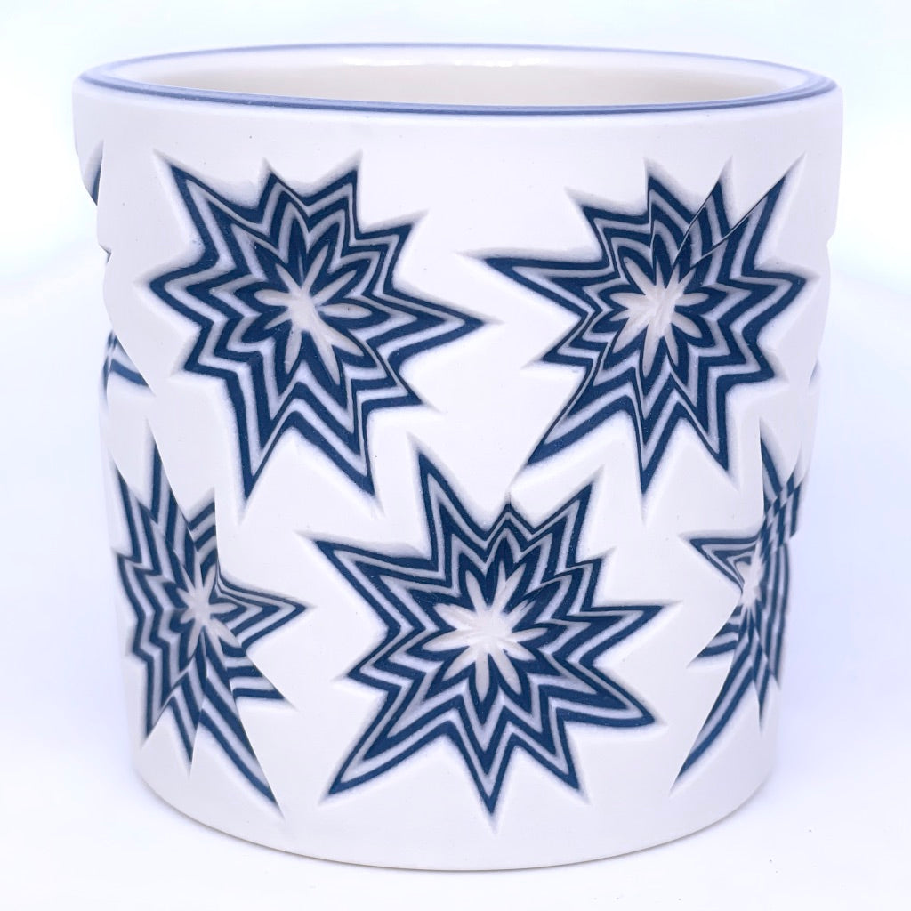 POW!!  Preorder -White and Cobalt Carved 7-Layer Tumbler (Ship in 4-6 Weeks)