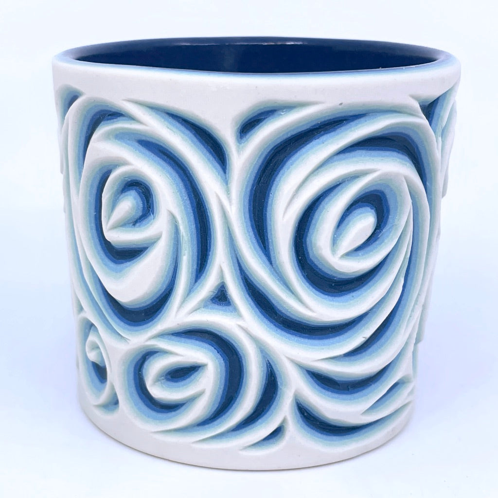 Glacier Swirls- 5 Layer Carved Tumbler