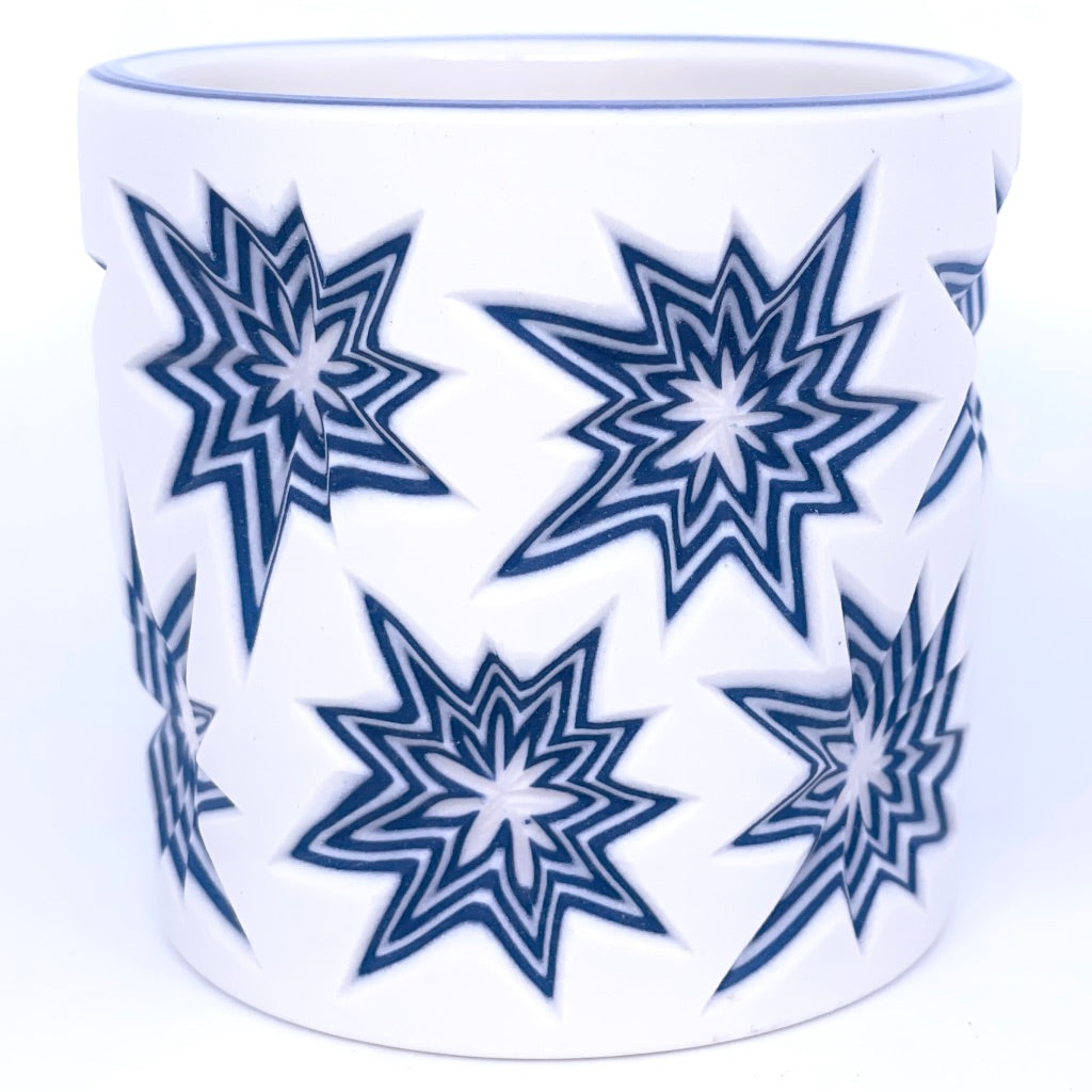 POW!!  Preorder -White and Cobalt Carved 7-Layer Tumbler (Ship in 4-6 Weeks)