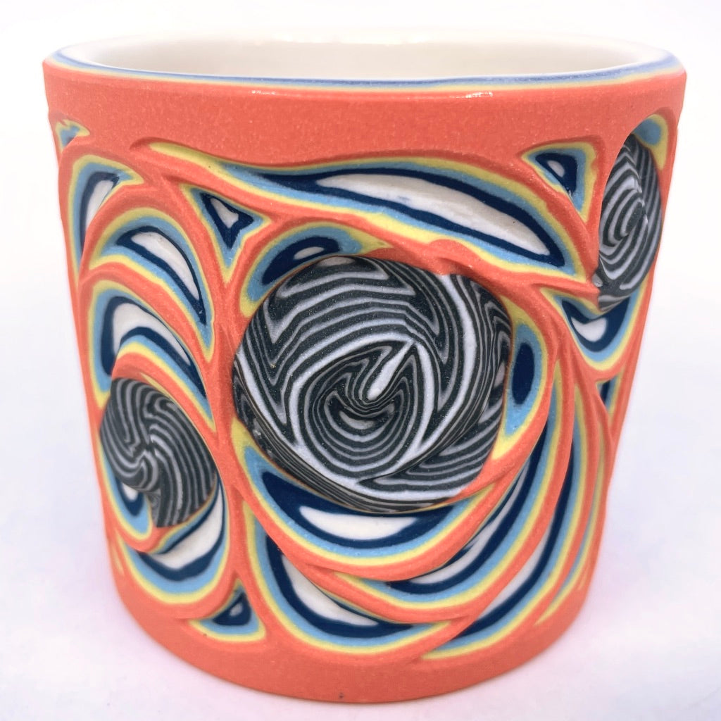 Swirl Coral to White Hybrid with B&W Layer Inserts- Carved 19 Layer Tumbler