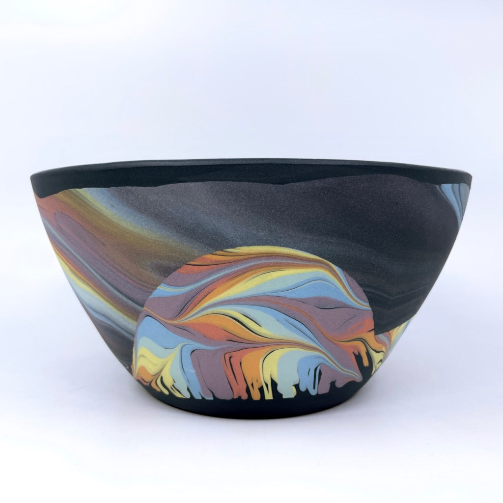 Black Feathered Hills Small Serving "Dinner" Bowl
