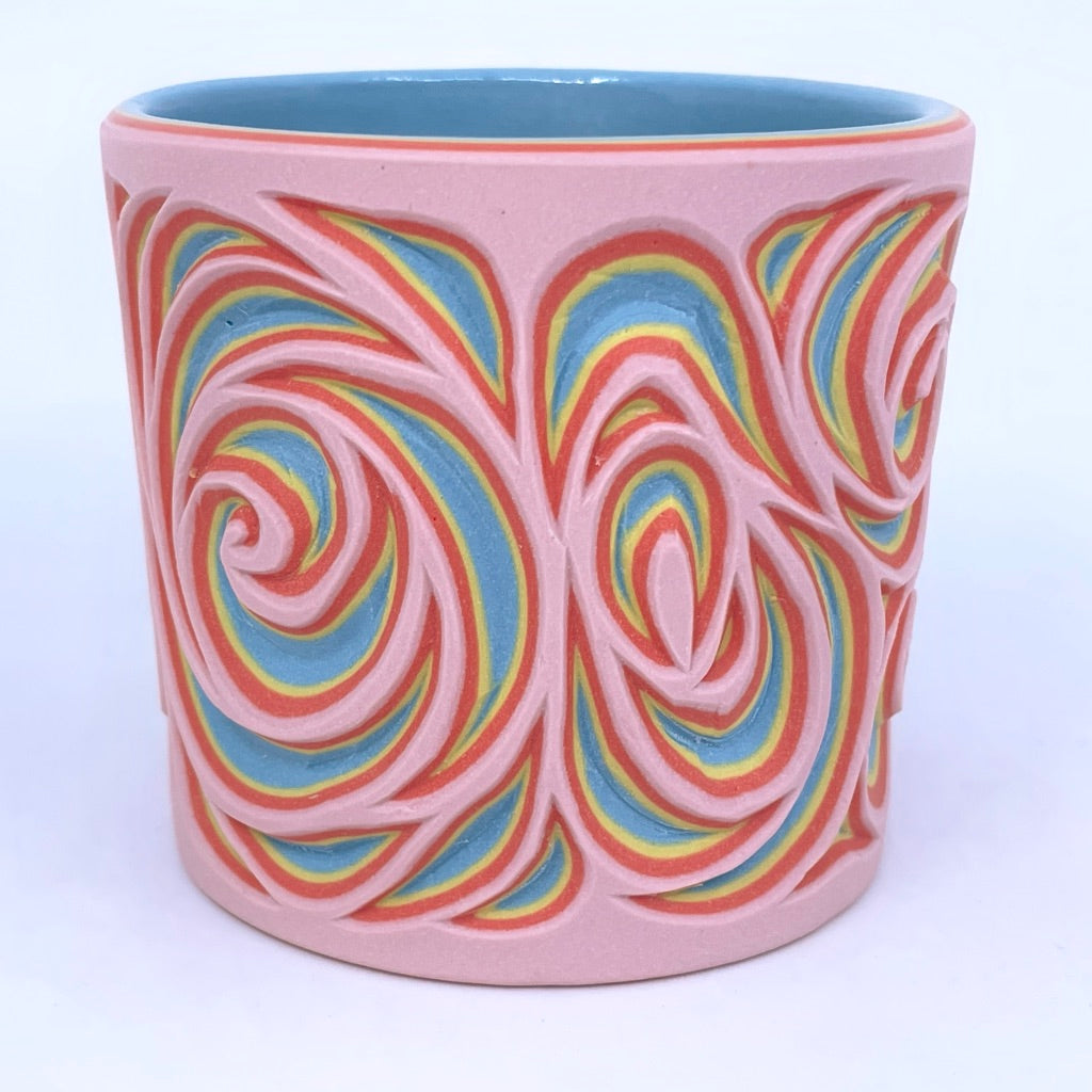Cotton Candy Swirls- 4 Layer Carved Tumbler