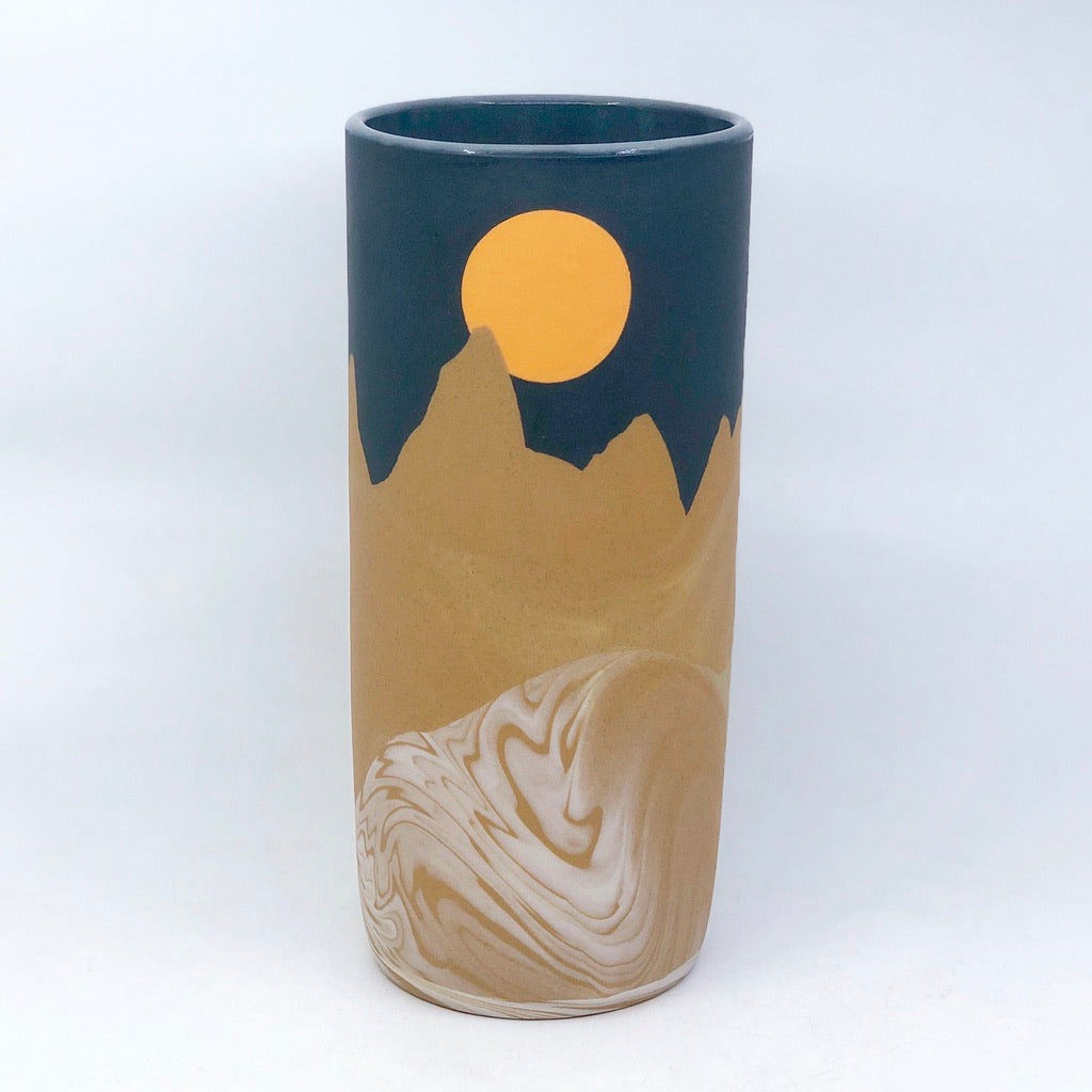 Preorder* Large Night Mountainscape Column Vase (9.5")