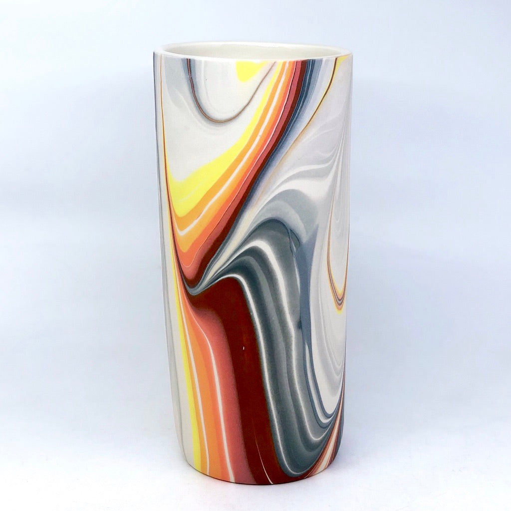 Large Lava Feathered Column Vase
