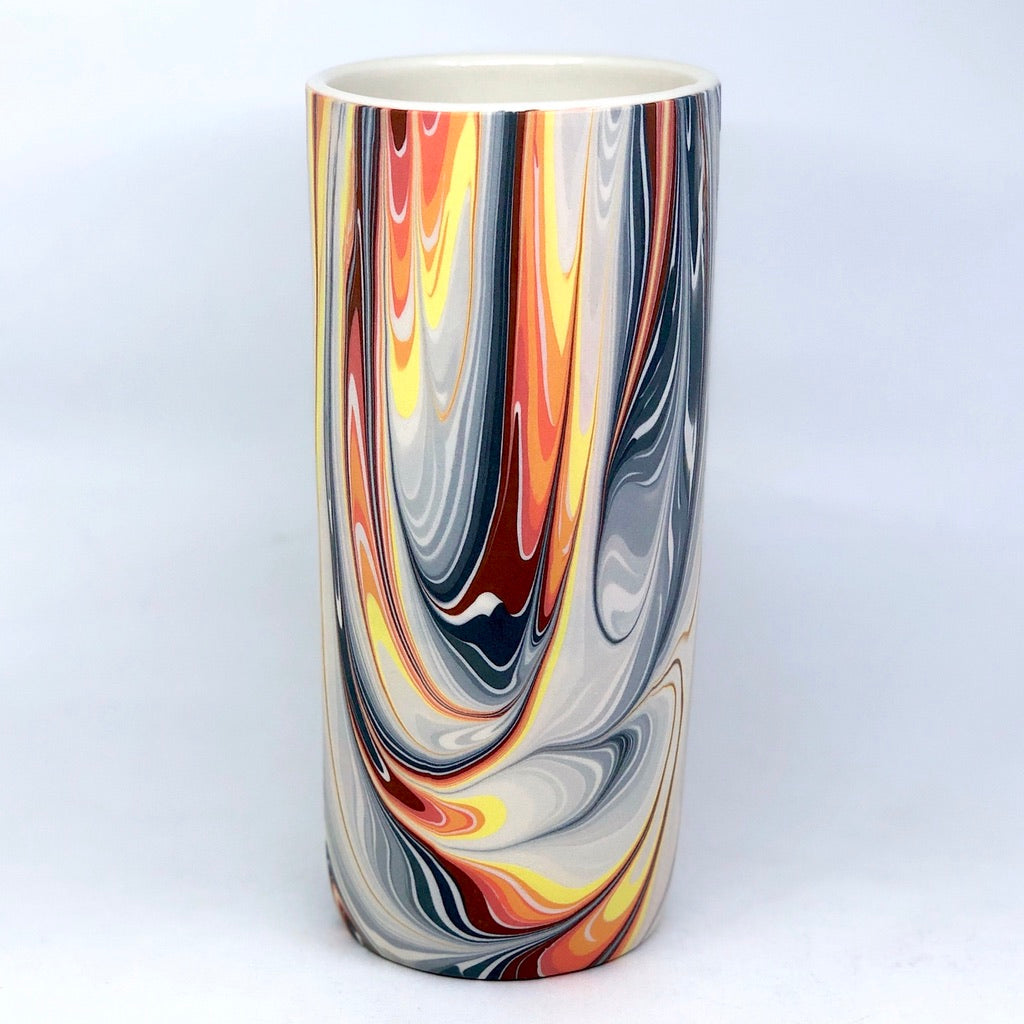 Large Lava Feathered Column Vase