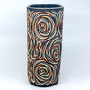 Large (9.5") Black & Neon Swirl 5 Layer Column Vase