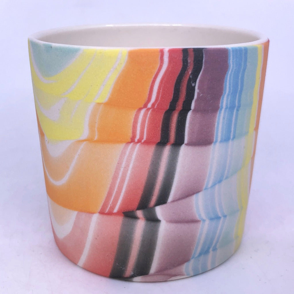 White w/ Black Rainbow Steps Feathered Tumbler