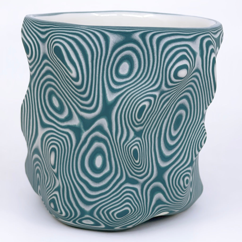 Teal & White 27-Layer Topography Functional Fine Art Tumbler (2022)