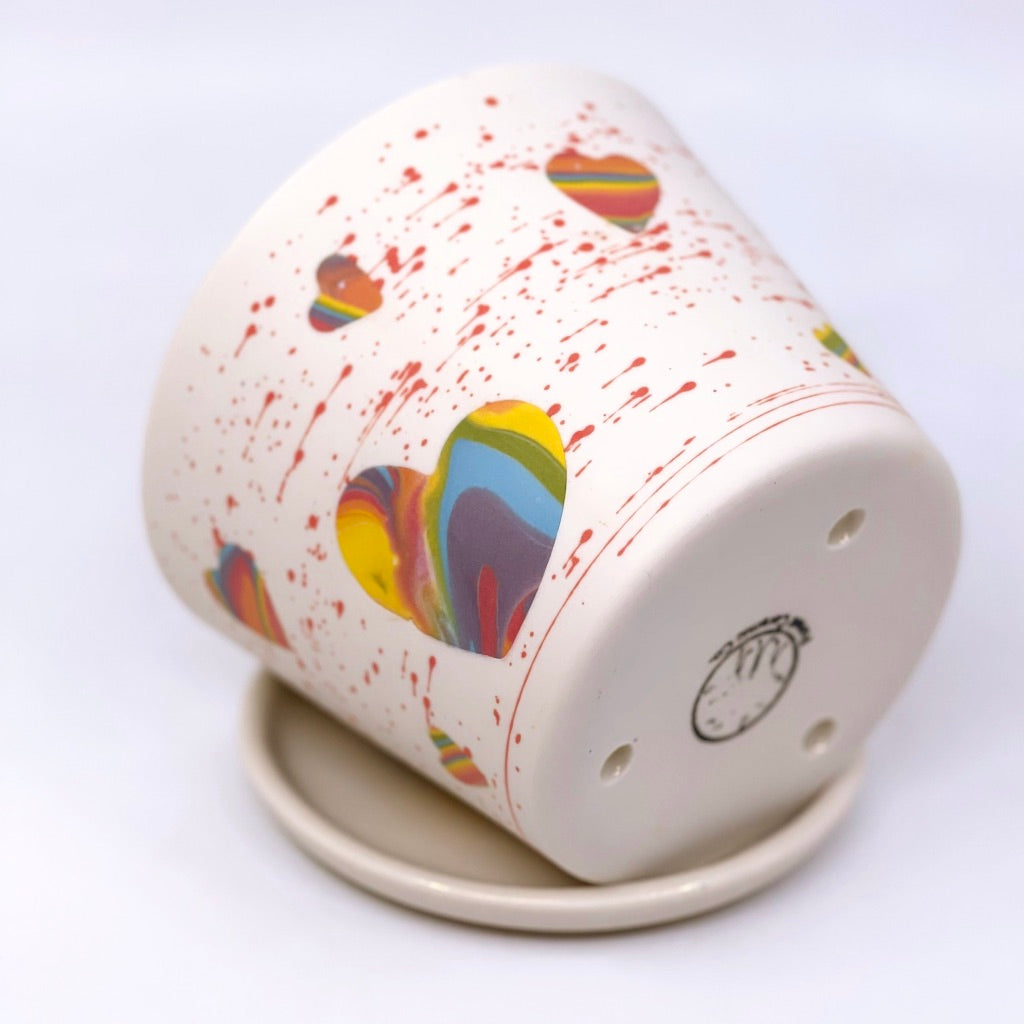 Cosmic Love Small Planter- White Background w/ Dish *Now Preorder* (ship by mid-March)