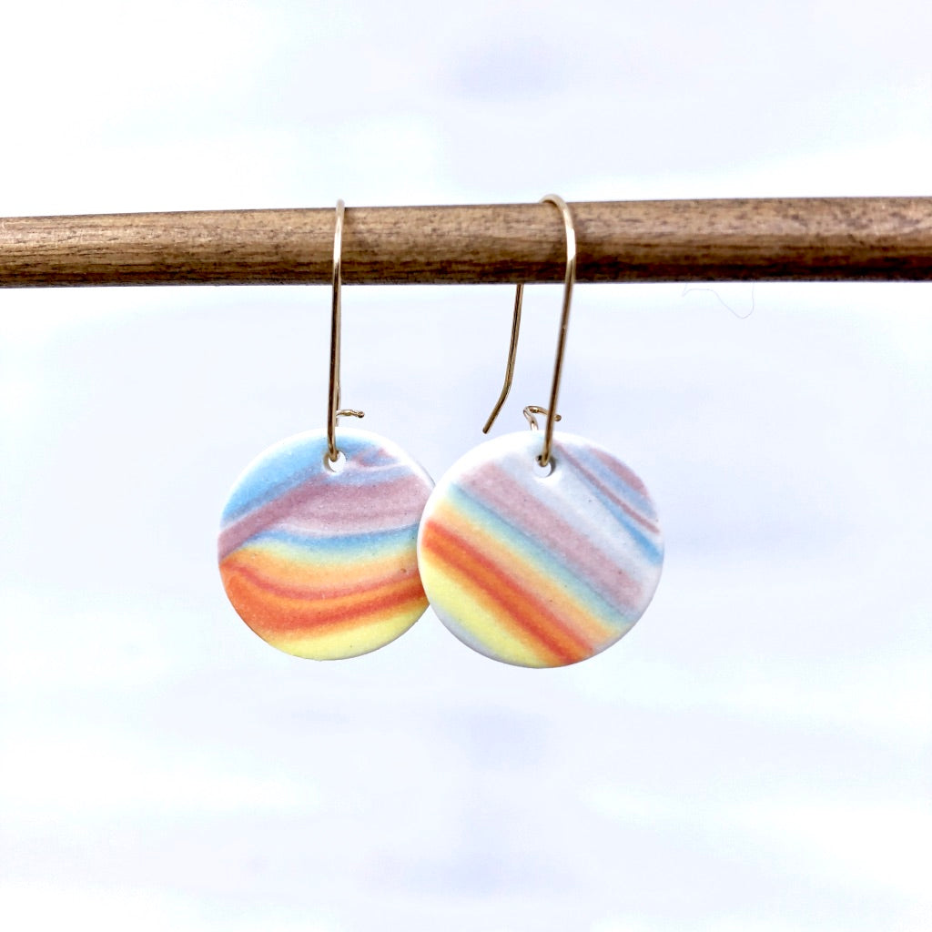Rainbow Circle Drop Earrings