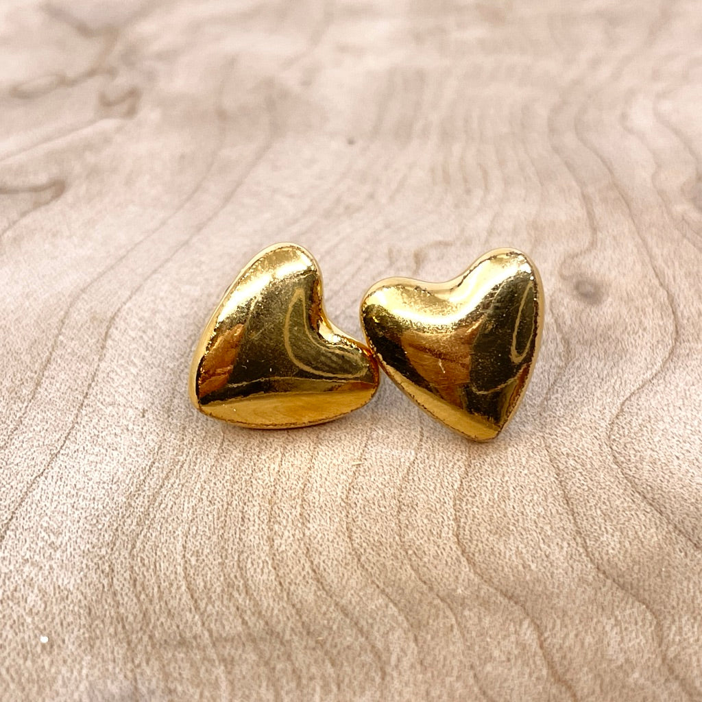 Full Luster Heart Stud Earrings (22K Gold layer)