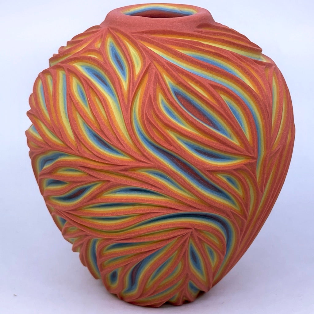 Intricate Carved Rainbow 7 Layer Bud Vase (one of each available to ship)