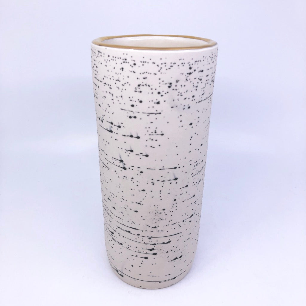 THICK Seismic Column Vase w/ Gold Luster Rim (optimal for wine chiller)