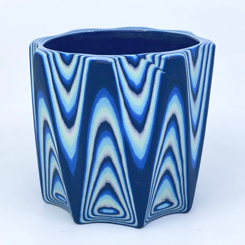 Glacier 26-Layer Zig Faceted Tumbler Dark Blue interior and exterior (8-Sides) **reduced price for line in design, note in front picture**