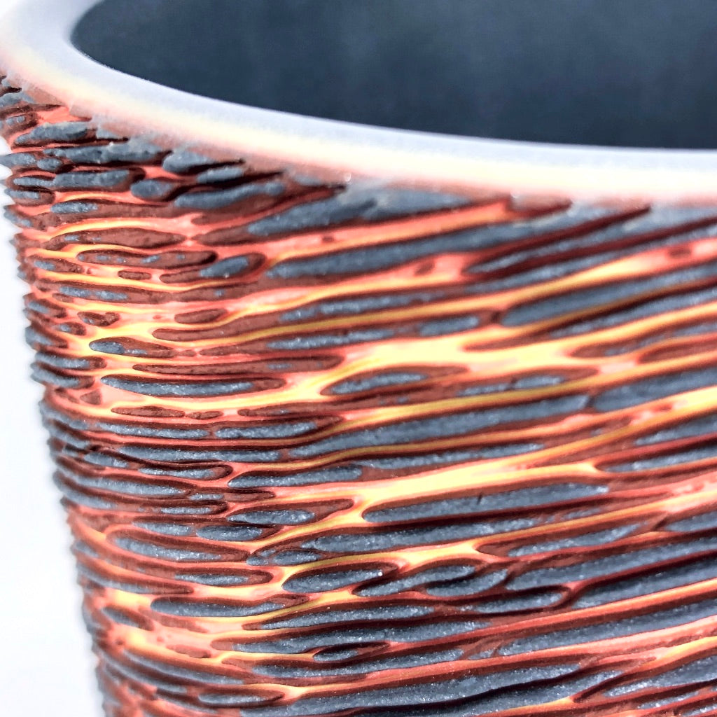 9.5” Lava Cooling Texture Large Column Vase 5 Layer
