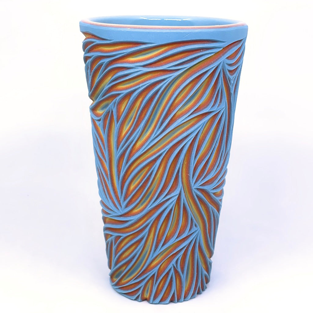 **Preorder Product** Intricate Carved Rainbow 7 Layer Pint (ship in 1-2+ months)