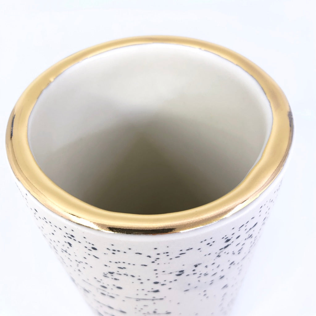 THICK Seismic Column Vase w/ Gold Luster Rim (optimal for wine chiller)