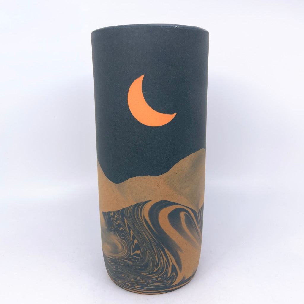 Night Dunes with Crescent Moon Large Column Vase (9.5")