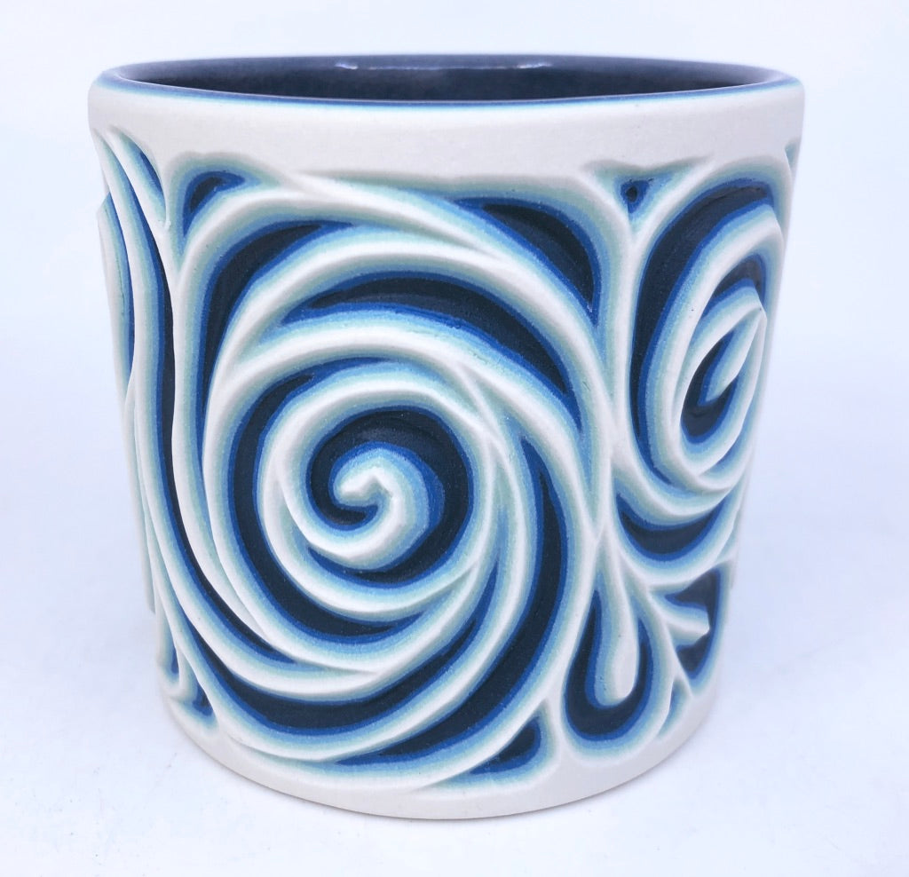 Glacier Swirls- 5 Layer Carved Tumbler