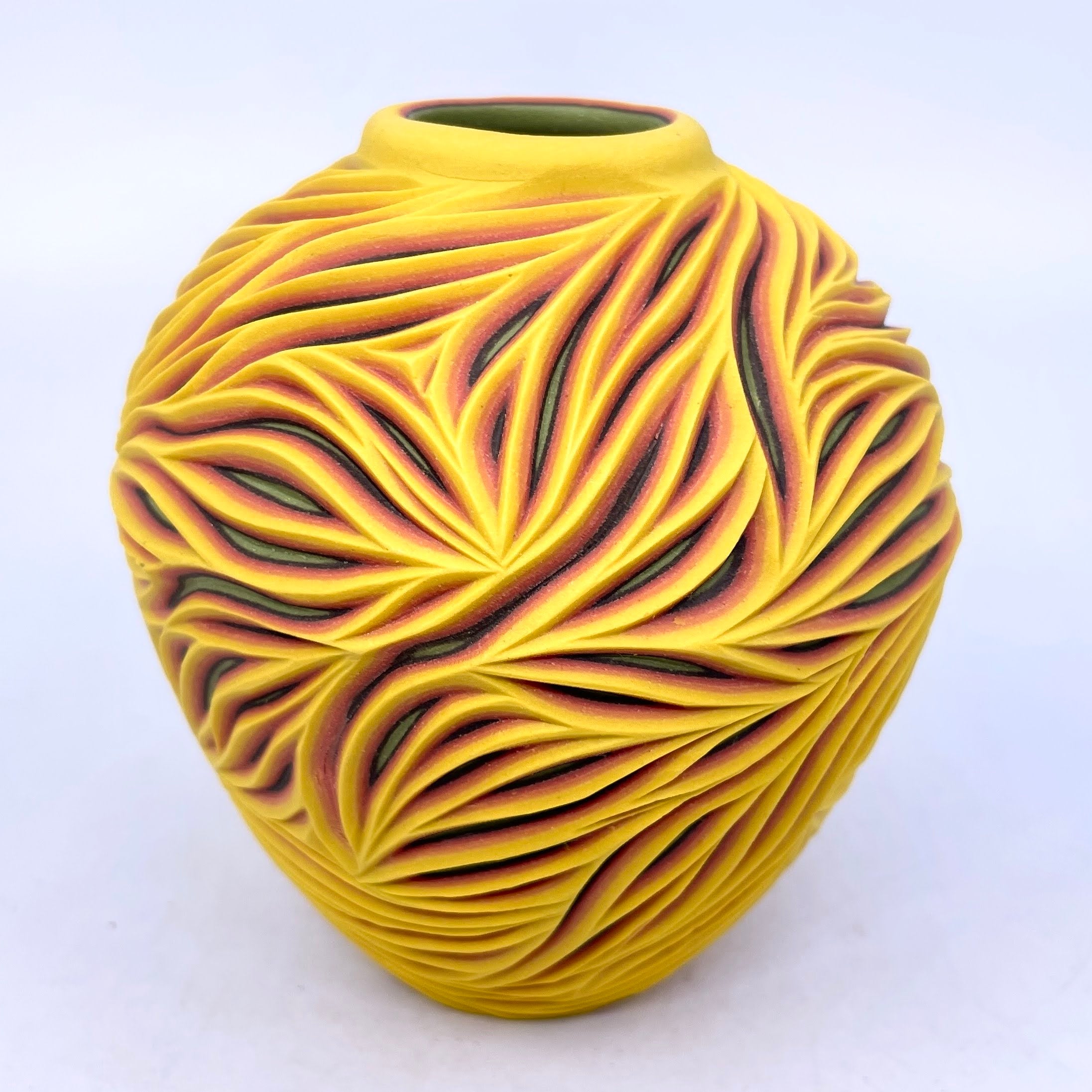 Yellow to Lime Intricate Carved Bud Vase *Limited Preorder* (Ship in 4-6 weeks)
