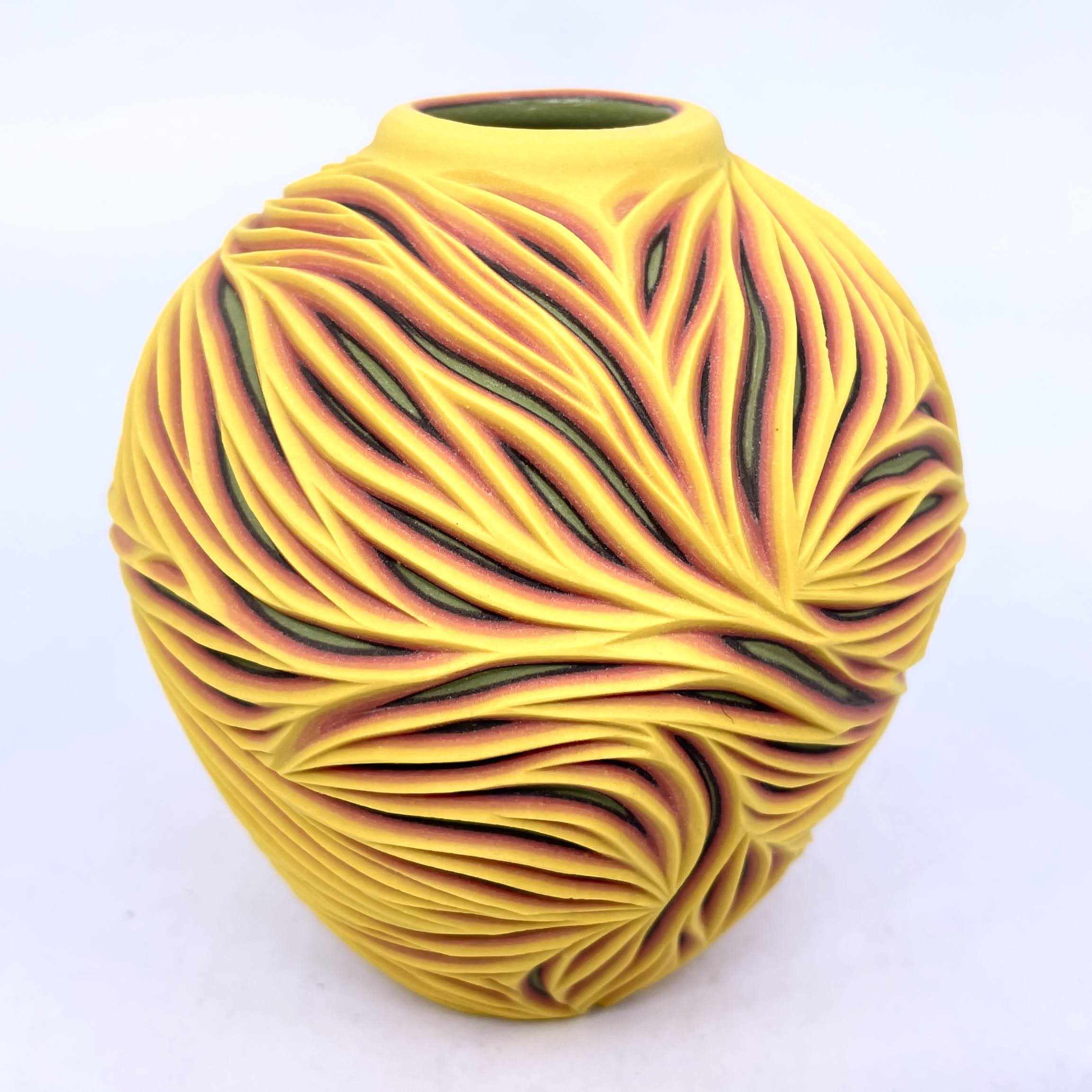 Yellow to Lime Intricate Carved Bud Vase *Limited Preorder* (Ship in 4-6 weeks)