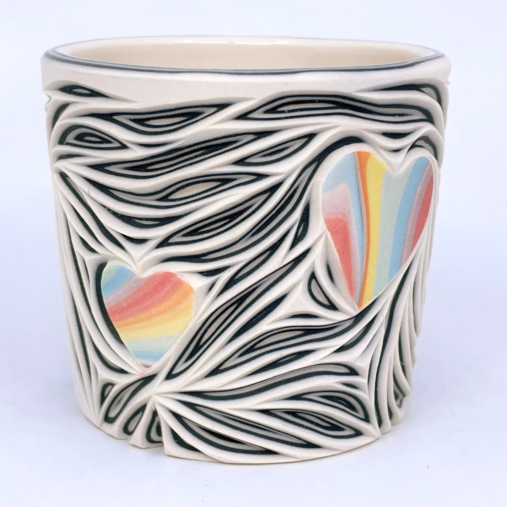 *Preorder* Hybrid Love PINT (White)- Marbled 5-layer, Large Cosmic love planter