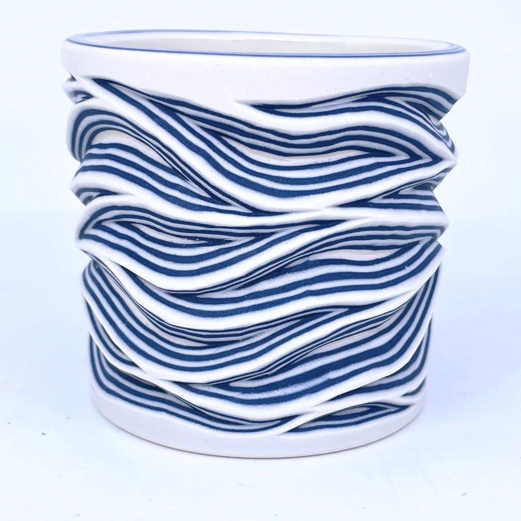 White Cobalt Flow 7-Layer Carved Tumbler