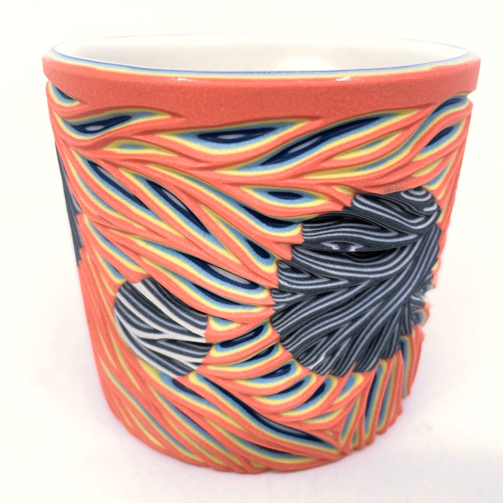 Intricate Coral to White Hybrid with B&W Layer Inserts- Carved 19 Layer Tumbler