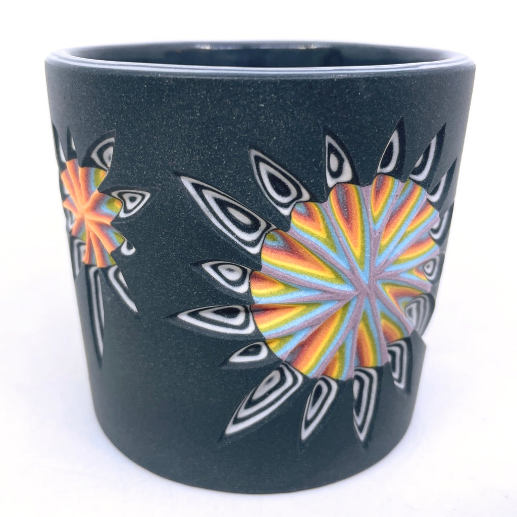 Supernova Black & Rainbow Hybrid Carved IN & OUT Tumbler (19 layers, see additional photos!!)
