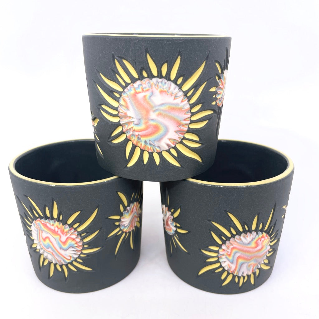 Solar Flare Pastel Rainbow Suns Marbled Carved 3-Layer Tumbler